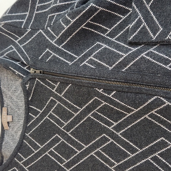 LILLA P Charcoal Gray White Moto Jacket Sweater. Size S - Picture 8 of 12